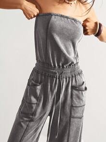 Bohemela 女式休闲水洗复古抹胸连体裤，夏季