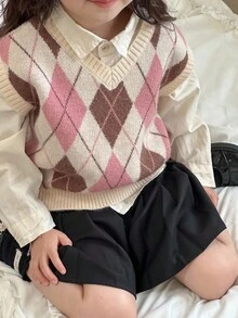 DAZY 女童V领毛衣背心，秋冬季