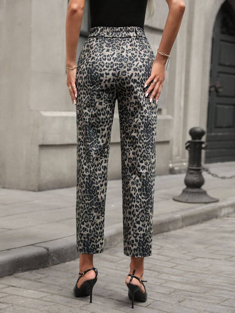 Women's Fashion Casual Leopard Print Pocket Ankle Length Pants Fall For Women Going Out Leopard Print Women's Pants Joggers Fall Pants Joggers For Women Teacher Pants Office For Women Joggers