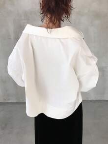 FRIFUL Women's Loose Contrast Color Jacket, Solid Color, Minimalist, Casual Everyday Wear,Back To School Clothes - White - View 5