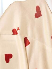 SHEIN 2件套可爱细肩带心形印花大女孩睡衣 - 杏色 - 查看 6