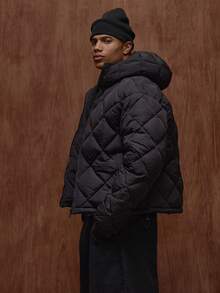 Musero Oversized Shine Down Premium Ruched Sleeve Bomber Jacket Hidden Zip Detailing Fall/SPRING SUMMER - Black - View 4