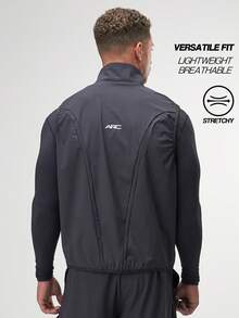 男士黑色前拉链休闲百搭背心 - 黑色 - 查看 2