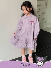 DAZY HELLO KITTY AND FRIENDS | SHEIN 小女孩连衣裙 - 紫色 - 查看 4