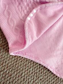 SHEIN Conjunto de mono con capucha de manga larga y pantalones de punto jacquard rosa otoñal para bebé niña, adecuado para el hogar, salidas y reuniones