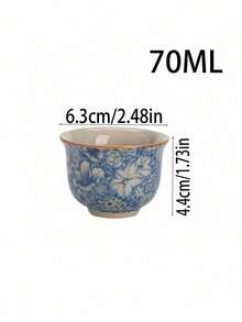 Cirelle Floral Ceramic Tea Cup, Handmade Retro Teacup With Underglaze Floral Painting, High-Quality Personal Teacup For Home, Cafe, Restaurant, Office, Tea House, Party, Birthday, Holiday, Wedding & Gift | Tea Set,Tea,Chinese Tea Set,Cup Set,Matcha,Matcha Cups