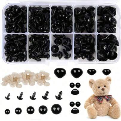 Black Plastic Safety Eyes,Plastic Safety Eyes For Crochet Animal Crafts Doll Eyes,Assorted Sizes Plastic Doll Eyes For Plush Animal And Teddy Bear Craft Making