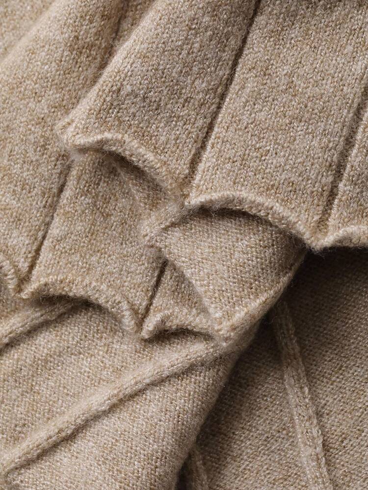 French Elegant Waist Cinched Midi Dress, Suitable As Layering Piece Under Coats In Autumn/Winter Sweater Dress