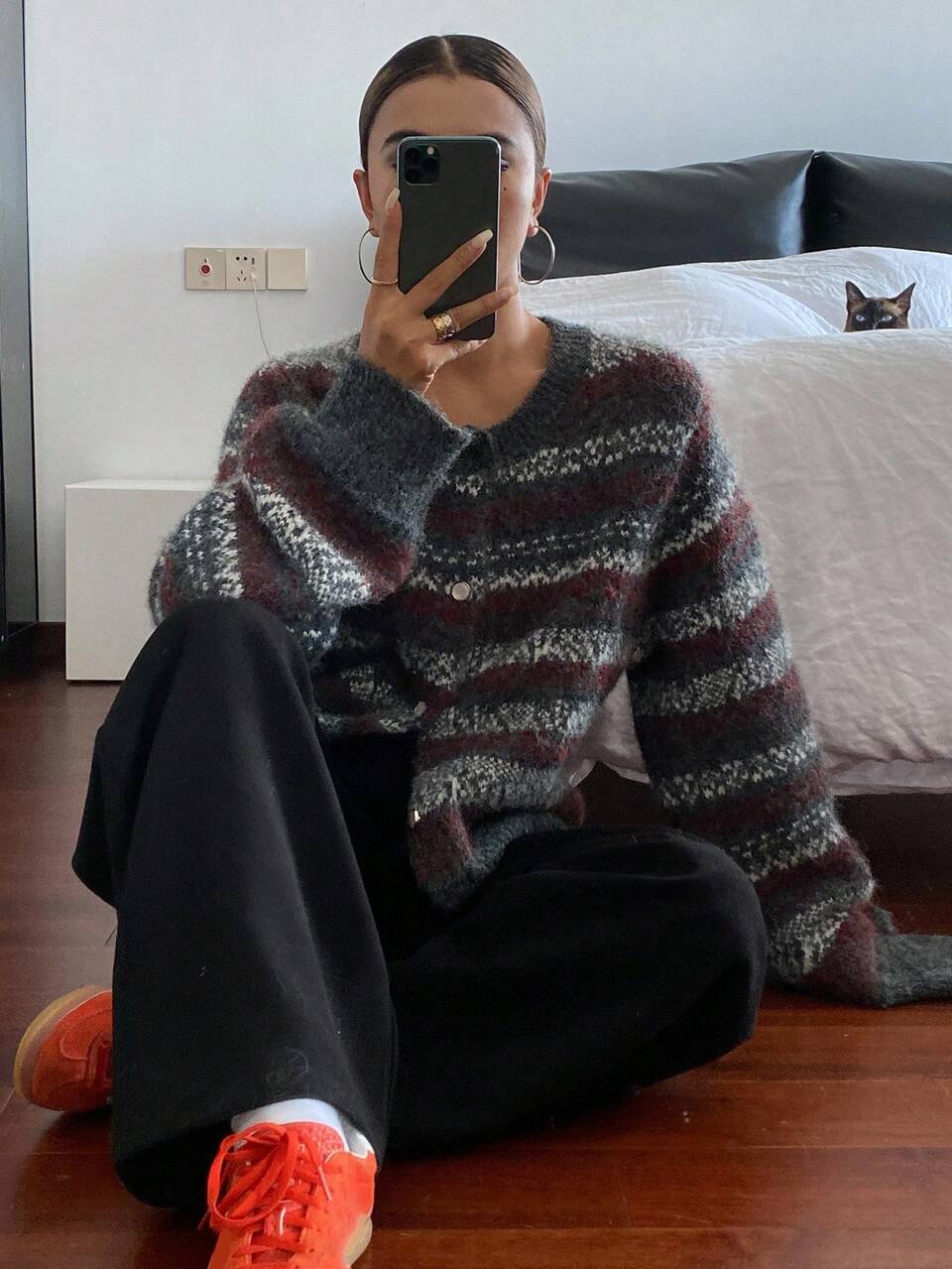 Women's Loose Casual Striped Knitted Cardigan, Autumn/Winter