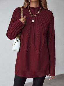 EMERY ROSE Áo len dài tay cổ lọ tối giản màu trơn dành cho nữ, mặc hàng ngày - Đỏ - Xem 4