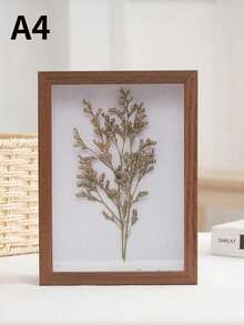 SHEIN 1 pieza Marco de madera rectangular clásico para póster, marco de madera grueso con exhibición de espécimen 3D hueco, adecuado para decoración de pared en la sala de estar