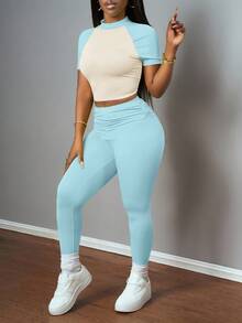 Slaydiva 2025夏季新音乐节、复活节、西部风情、游牧风、圣帕特里克节、生日派对、毕业典礼、学生装、休闲装、日常装、度假装、邮轮装、海滩装、日光浴装、时尚装、街头服饰、撞色设计、褶皱女装套装 - 淺藍色 - 查看 8