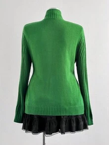 Sunspun 万圣节新款休闲七星瓢虫女款拉链长袖开衫 - 綠色 - 查看 2