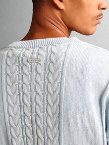 SUMWON Cotton Regular Fit Cable Knit Cardigan Button Front Open Placket Classic Winter Fall Layering Knitwear - Red - View 5