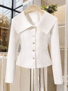 Franclia New Slim Fit Button-Up Padded Coat For Women, Lightweight, Autumn/Winter - White - View 4