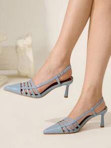 CUCCOO CHICEST Giày cao gót mũi nhọn quai mảnh cho nữ, thời trang thanh lịch, quyến rũ, lãng mạn, gợi cảm, màu vàng, thích hợp cho các buổi hẹn hò, tiệc tùng, dịp trang trọng, kỳ nghỉ, cocktail, hộp đêm - Màu xanh nhạt - Xem 1