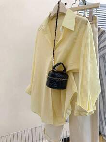 INAWLY 休闲通勤宽松条纹长袖衬衫