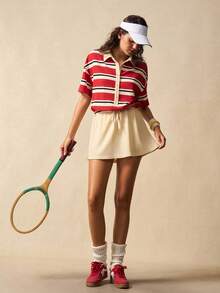 VARSIVA 女式休闲运动撞色条纹抽绳短款连衣裙 - 彩色 - 查看 5