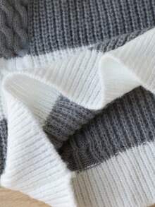 New Colorblock Striped Crew Neck Knit Sweater, Casual Japanese Style For Boys, Winter Fall - White - View 7