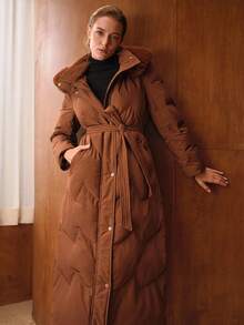 MOTF PREMIUM WOMEN'S HOODED LONG PADDED COAT WITH DETACHABLE FURRY TRIM