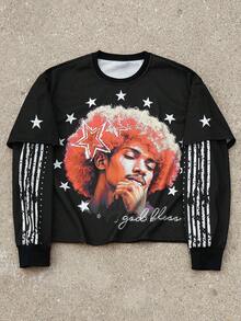 Manfinity EMRG Men's Street Style Pullover Crew Neck Sweatshirt, Fall - Black - View 1