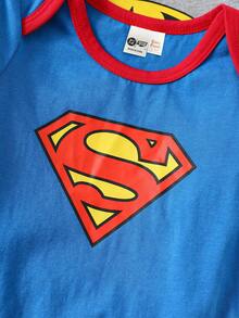 SUPERMAN X Cozy Pixies 3pcs Baby Boy Lightning Pattern Contrast Color Soft Knit Crew Neck Short Sleeve Bodysuit Set Baby Boy Superhero Clothes Baby Boy Bodysuit Set Baby Boy Superhero Bodysuit Baby Boy Character Bodysuit Superhero Baby Clothes Baby Boy Superhero Bodysuit Set Baby Boy Character Clothes Baby Flash Graphic - Multicolor - View 7