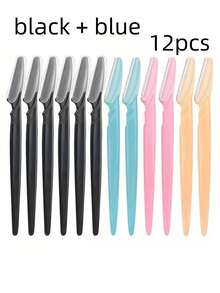 SHEIN 1/3/6/1224pcs Precision Eyebrow & Face Razors For Men & Women - Stainless Steel Hair Trimmers With Covers, Ergonomic Design, Ideal For Eyebrows, Ear & Nose Hair Removal, Fragrance-Free, Facial Hair Grooming|Modern Grooming Tools|Durable Razors, Eyebrow Trimmer