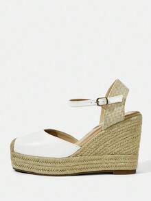 Styleloop 女士时尚银色坡跟粗带凉鞋，适合万圣节、圣诞节、派对、音乐节、秋季 - 白色 - 查看 2