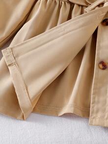 SHEIN 女童英伦风翻领夹克，时尚儿童休闲风衣外套，长袖，秋季