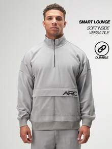 男士休闲百搭字母图案卫衣，长袖上衣 - 棕色 - 查看 3