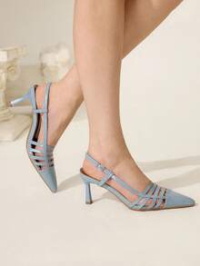 CUCCOO CHICEST Giày cao gót mũi nhọn quai mảnh cho nữ, thời trang thanh lịch, quyến rũ, lãng mạn, gợi cảm, màu vàng, thích hợp cho các buổi hẹn hò, tiệc tùng, dịp trang trọng, kỳ nghỉ, cocktail, hộp đêm - Màu xanh nhạt - Xem 5