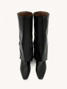 CUCCOO CHICEST Casual Comfortable Flat Simple Knee-High Boots - Black - View 9