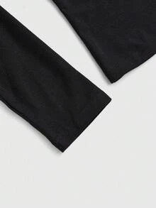 ROMWE Grunge Punk Sudadera con capucha de manga larga con gráfico de alas, vid y corazón de estilo vintage Y2K PUNK con strass - Negro - Ver 5