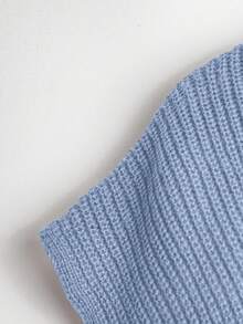 GlowEve Women's Solid Color Asymmetric Knit Shawl Top And Skirt 2 Pieces Set - Baby Blue - View 5