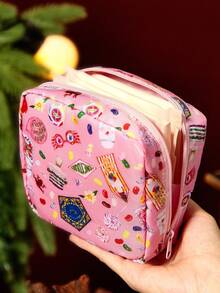 HARRY POTTER X SHEIN 1pc/Set Cartoon Pattern Printed Polyester Storage Bag, Can Be Used As Feminine Hygiene, Digital Accessories, Small Items Storage Bag, Love Potion, Chocolate Frog Candy BoxChristmas