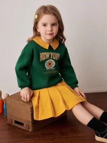 PrepCrw 少女学院风领口运动衫和百褶迷你裙套装 - 彩色 - 查看 7