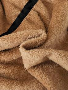 Tween 女童休闲街头装保暖保暖内衬收腰宽松中长连帽夹克外套 - 黑色 - 查看 8