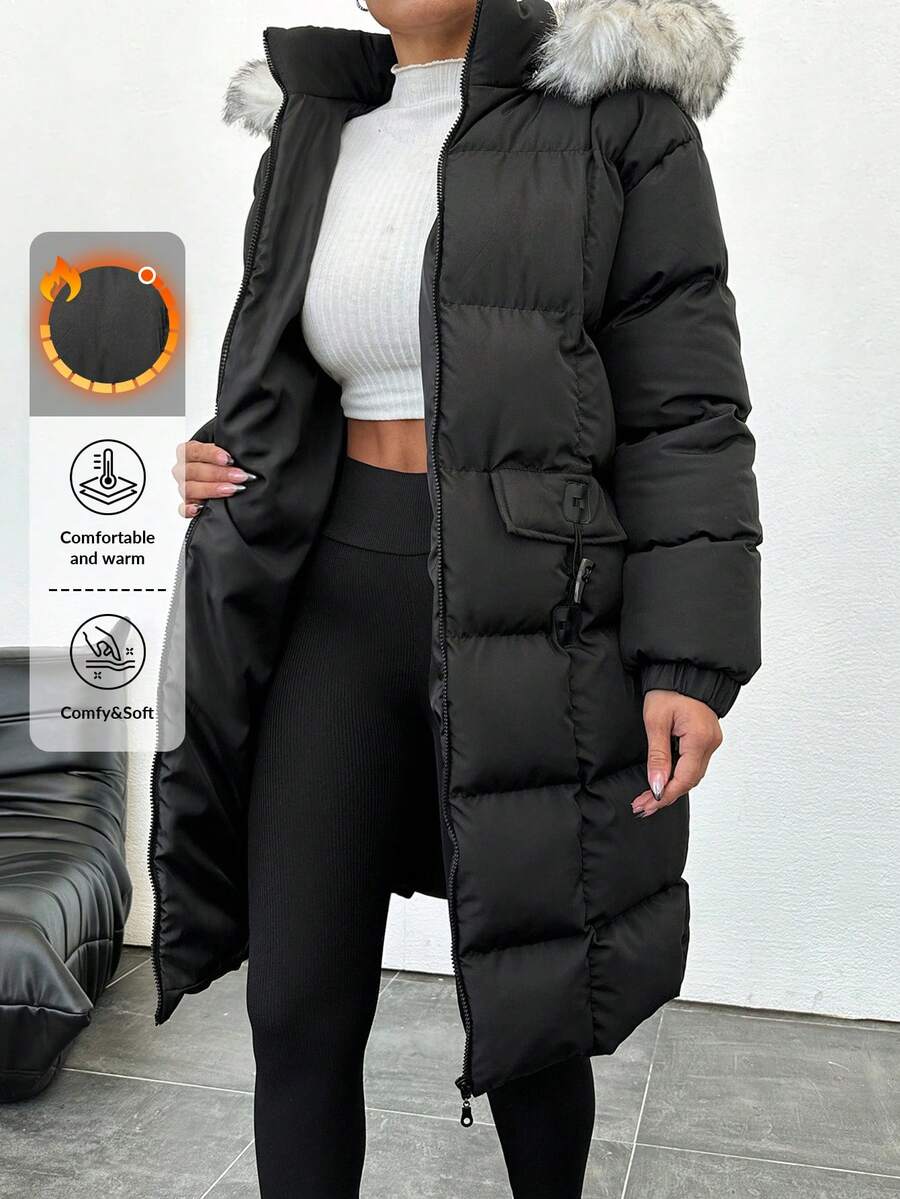 EURMUSE 女式帶領口連帽棉裝外套