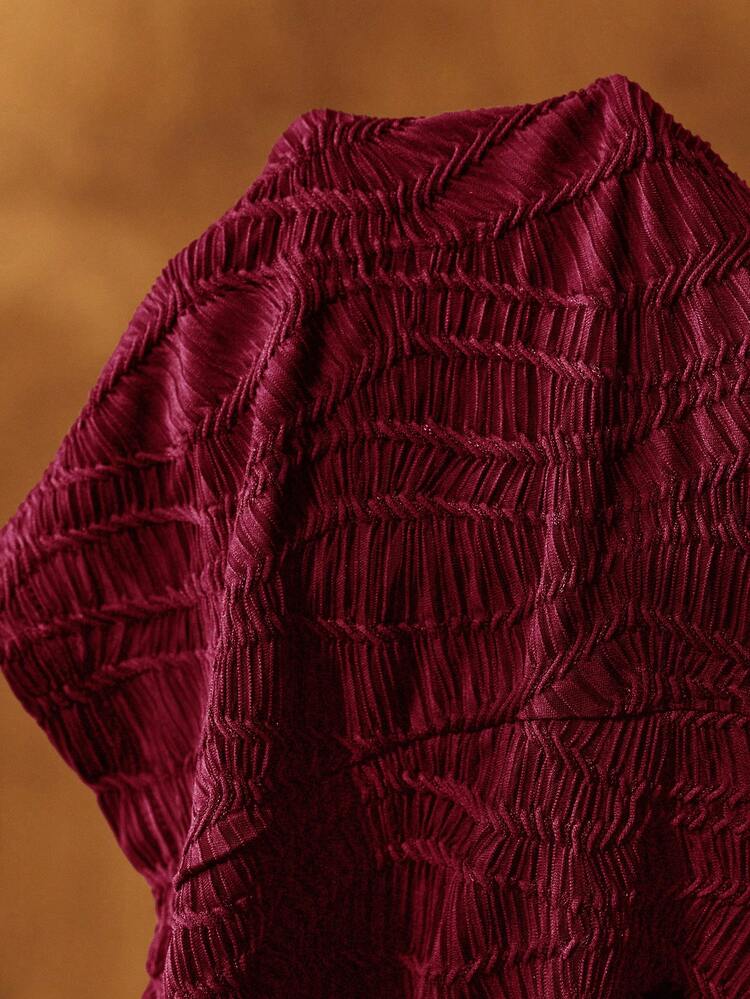 Anewsta Essential Women's Fashion Solid Color Textured Fabric Sleeveless Ruffle Collar Fitted Christmas Burgundy Tank Top