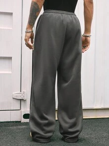 AXEPEAK Casual Outdoor Loose Drawstring Waist Men Sweatpants - Dark Grey - View 2