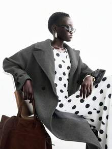 Lumivelle 宽松大衣，浅灰色风衣，秋冬女款 - 深灰色 - 查看 3