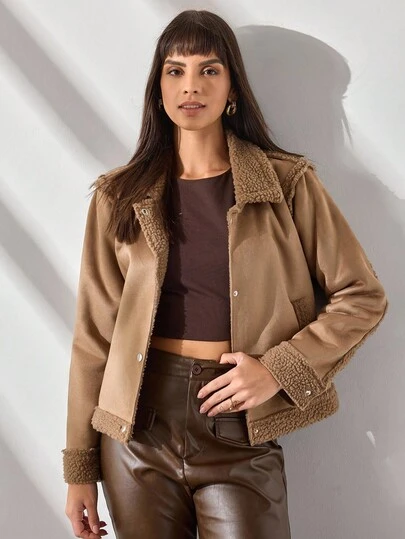 CLARA VERO Suede Elegance With Contrast Fur Chic Contrast, Soft Suede Touch Of Fur, Tone Of Style Bold Contrast Meets Luxe Texture Statement Look In Suede & Fur Wrap Yourself In Soft Suede And Striking Fur Classic Suede, Modern Edge Elevate Your Look With Contrast Details