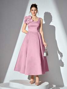 Poshira 大码女士夏季礼服，纯色时尚