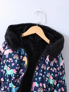 SHEIN 1 قطعة جاكيت ريفرسيبل فرو طويل الأكمام مطبوع بنمر، مناسب للخريف/الشتاء - الأزرق - مشاهدة 8