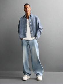 SUMWON Chaqueta vaquera de tela con lavado claro, sobredimensionada, con botones, de longitud corta, con aplicaciones de lentejuelas, de , de uso casual - Azul - Ver 6