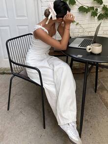 Dazy Tall Women's Pocket Design Casual Loose Straight-Leg White Jeans - White - View 6