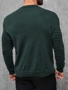 Manfinity Homme Plus Size Men's Solid Color Crew Neck Casual Long Sleeve Pullover Sweater, For Fall Winter