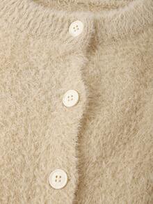 Franclia New Autumn Round Neck Waist Fitted Knit Cardigan Women, Lightweight Sophisticated Style, Slim Fit Sweater Top