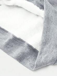 SHEIN EZwear 女款休閒極簡字母印花淺灰色寬鬆厚款連帽口袋衛衣，適合秋冬穿著 - 淺灰色 - 查看 6