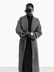 Lumivelle 宽松大衣，浅灰色风衣，秋冬女款 - 深灰色 - 查看 6